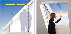 Klappen - uneingeschränkte Kopffreiheit, freier Zugang zum Fenster und bester Ausblick durch den stufenlosen Öffnungswinkel bis 45°.